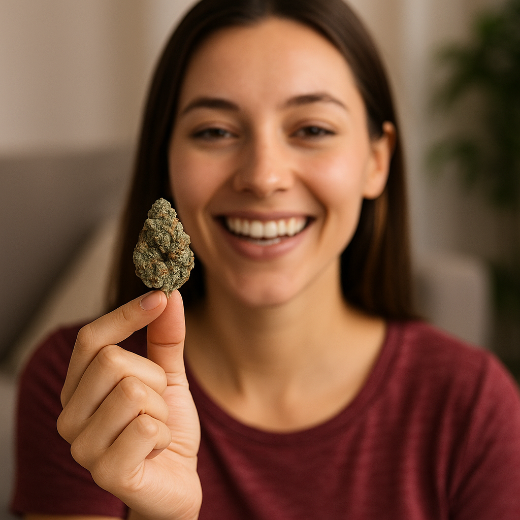 premium thca flower in hand