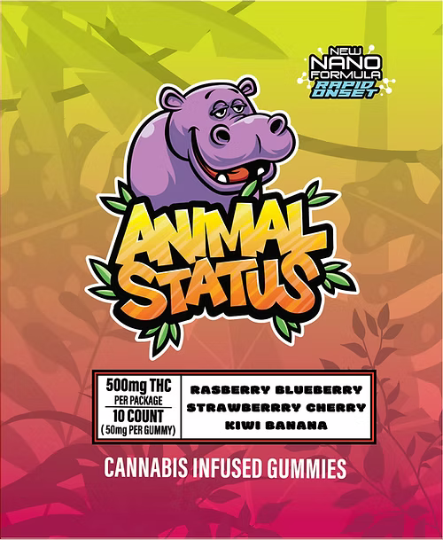 Animal Status Raspberry Strawberry Kiwi THC-A Cannabis Gummies