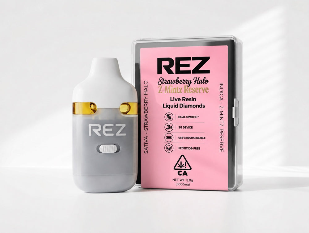 Strawberry Halo (S) + Z-Mintz Reserve (I) - REZ 3 Gram Live Resin Liquid Diamond Vape